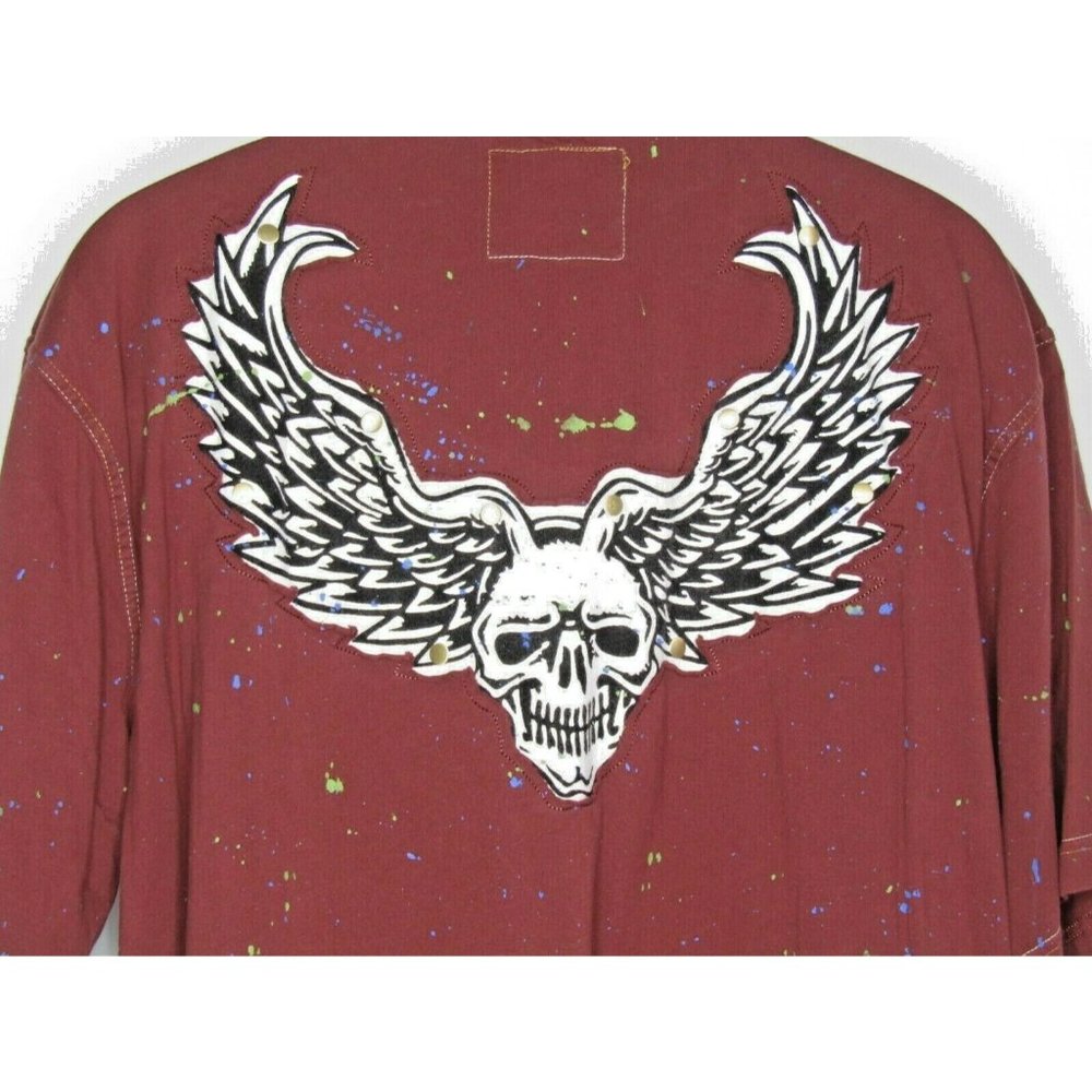 Inkslingers USA / Blue Moe Inc Men's T-shirt Rust Red Scull Wings Size 4XL